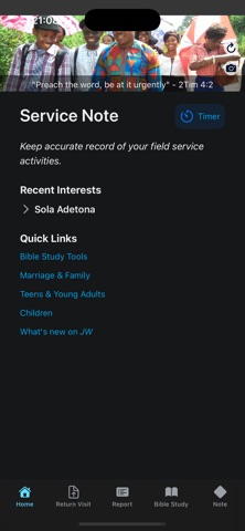 Service Note screenshot