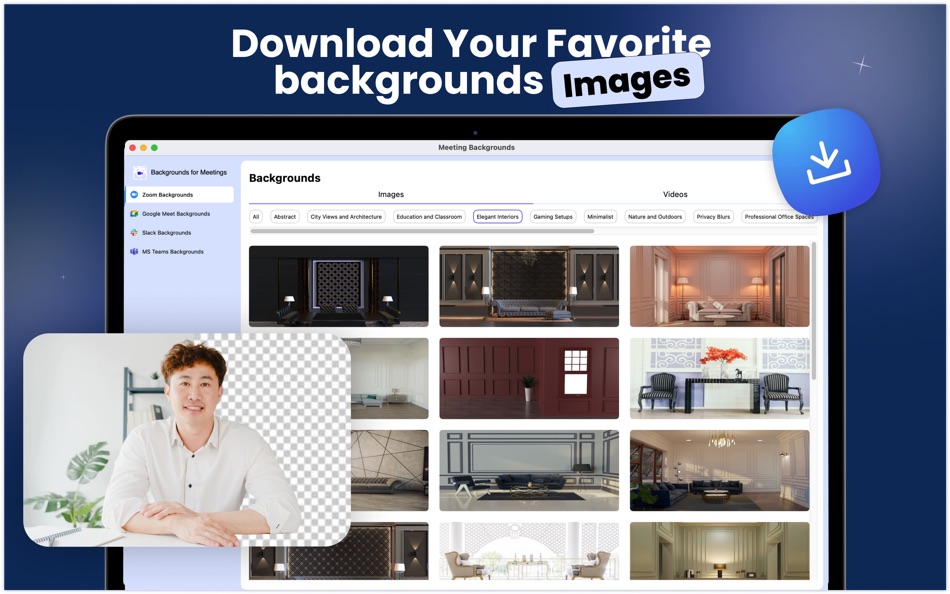 #2. AI Backgrounds for Meeting (macOS) 由: Waqas Zafar
