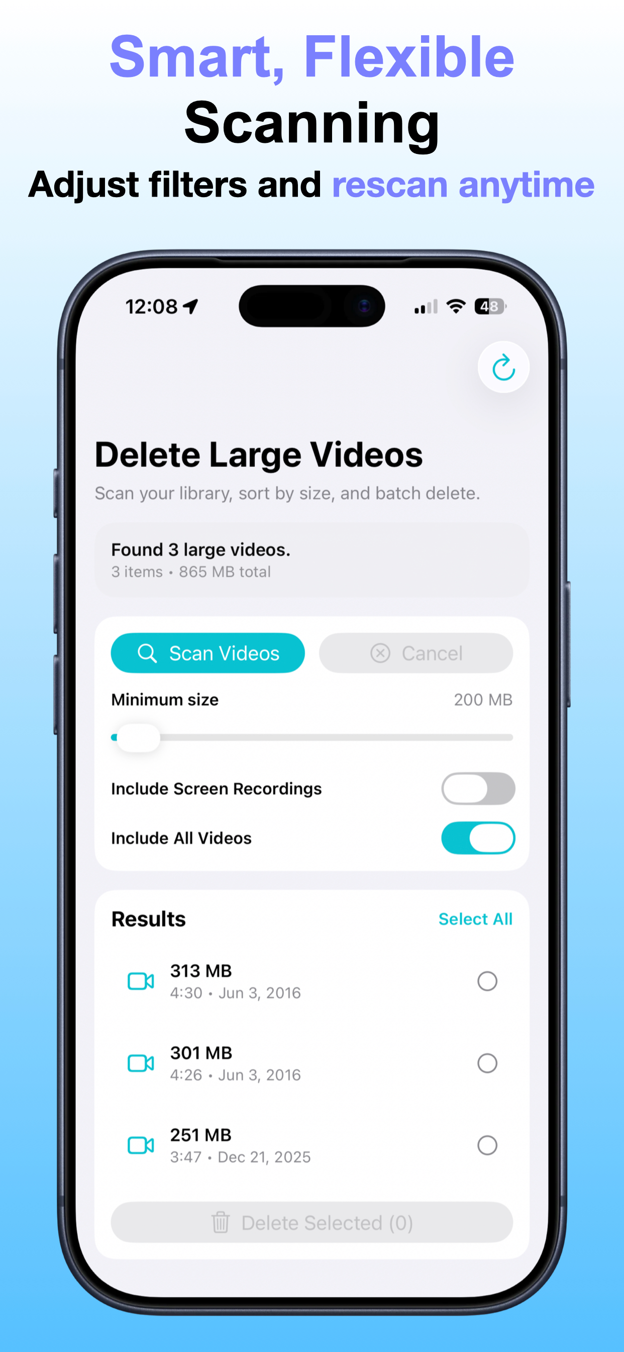 Delete Large Videos Fast