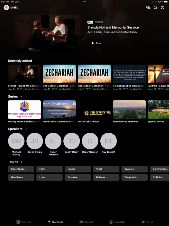 Marrowbone Baptist Church iPad screenshot 2 - Education app