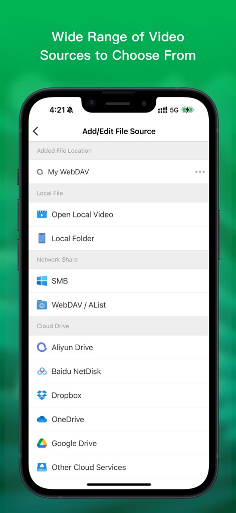 VidHub -Video Library & Player - Users can effortlessly access video content from a wide array of sources, supporting robust network sharing protocols like SMB and popular cloud drives such as Google Drive.