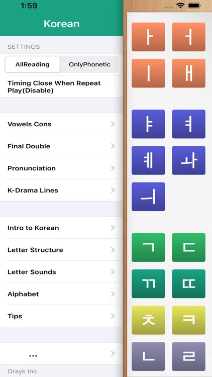 Korean Phonetic Symbols