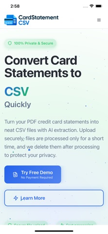 Card Statement CSV iPhone screenshot