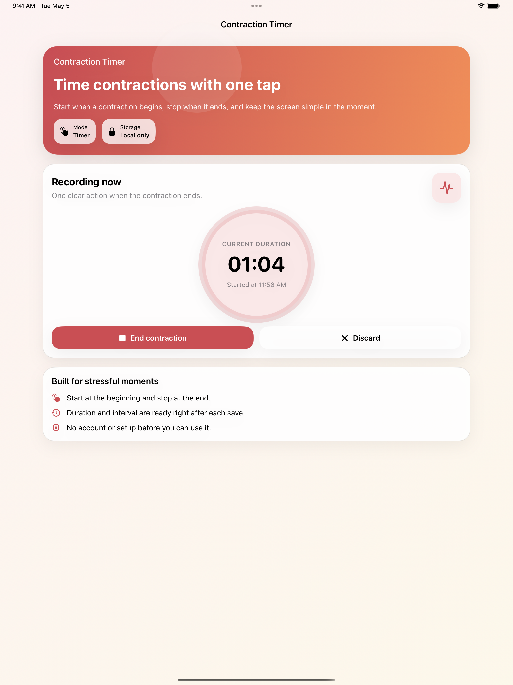 Contraction Timer Log