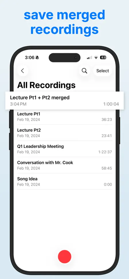 Merge Voice Memos on iPhone — screenshot 4 of 4