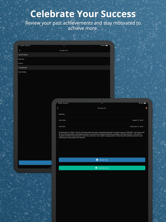 Daily Goal Card Reminder iPad screenshot 4 - Productivity app