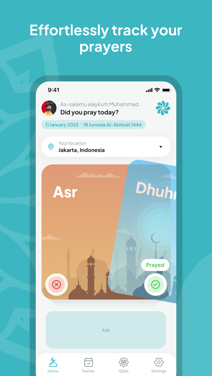 Niya Muslim prayer tracker