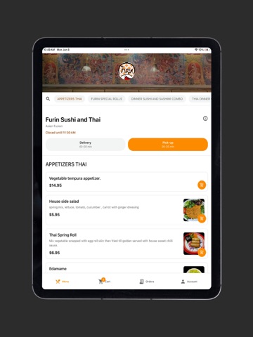 Furin Sushi and Thai iPad screenshot