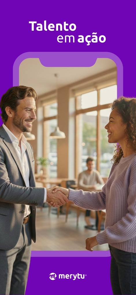 merytu - プロフェッショナルな握手と活気ある環境を通じて、このアプリがどのようにコラボレーションを促進するかを示しています。