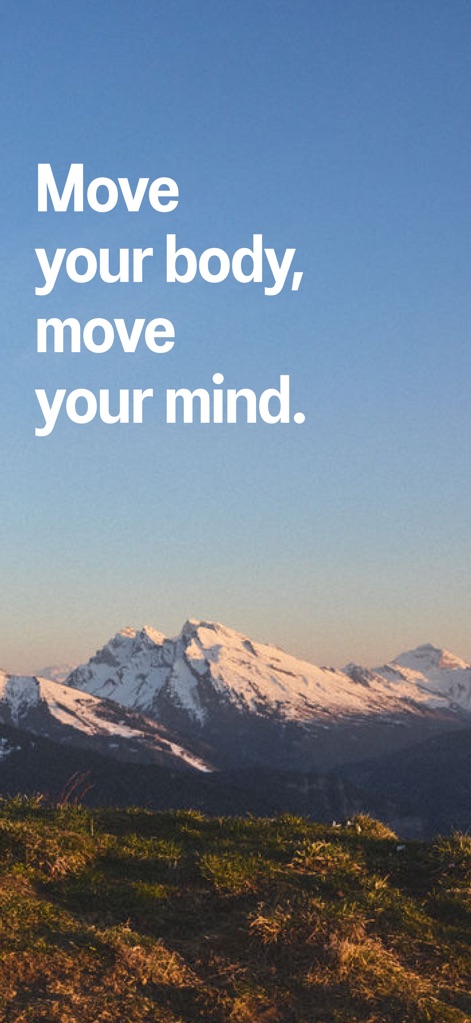 ASICSㅤ - Experience the brand's core philosophy, 'Move your body, move your mind,' presented against a tranquil mountain backdrop.