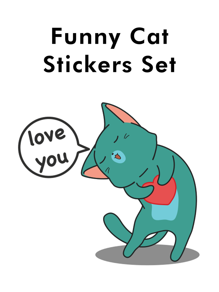Funny Cat Stickers Set