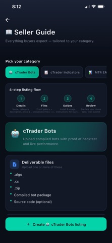 Trading Strategy Marketplace screenshot