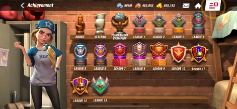 Boxing Star: Boxing Fight Game - La aplicación incentiva la progresión del jugador con un impresionante muro de trofeos, que muestra una variedad de recompensas visualmente distintas que marcan el avance a través del sistema de ligas y logros.