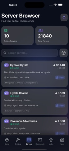 Guide for Hytale: Server List Screenshot 3 of 6