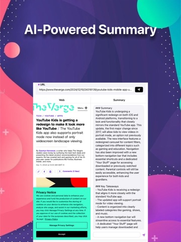 Readify - AI Web Assistant iPad screenshot