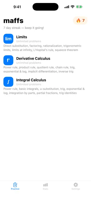 Maffs: Calculus Practice screenshot 1