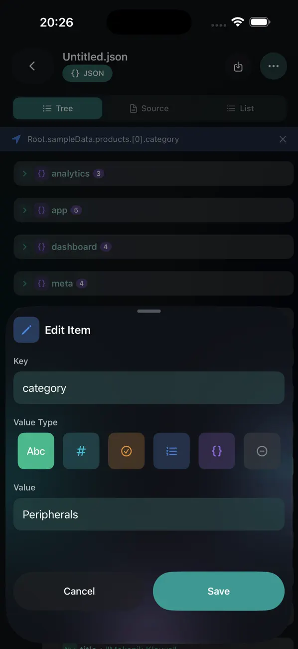 #3. Smart JSON & XML Editor (iOS) De: Ahmet Yilmaz