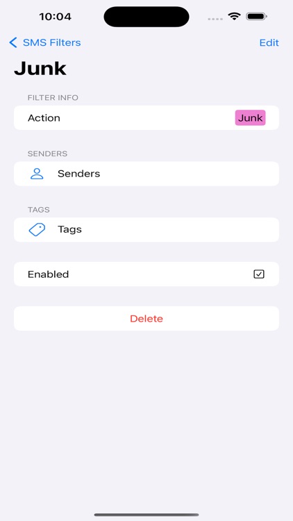 Message Filter - Unwanted SMS