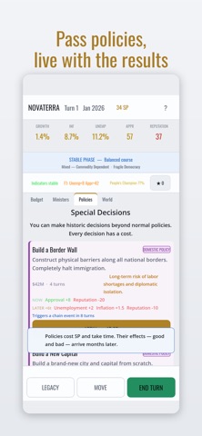 Sovereign: Nation Simulator iPhone screenshot