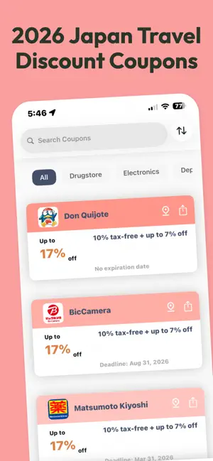 Japan Travel Discount Coupons screenshot 1
