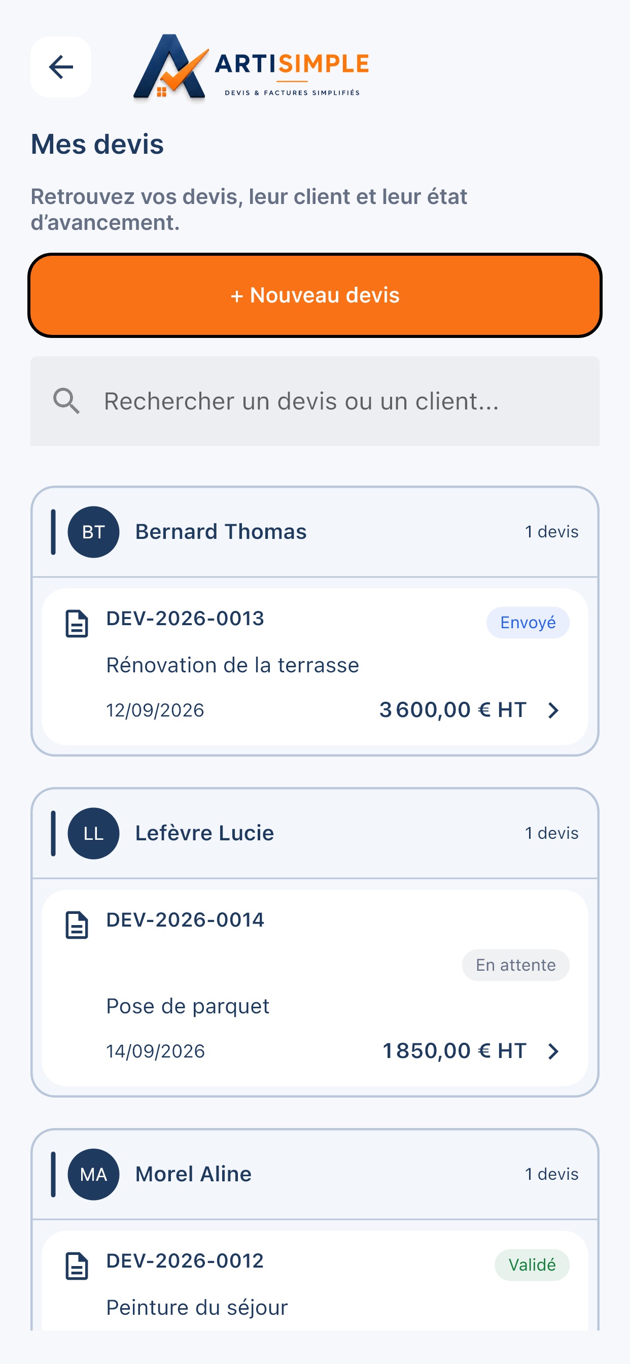 Screenshot 3 of ArtiSimple - Devis et factures