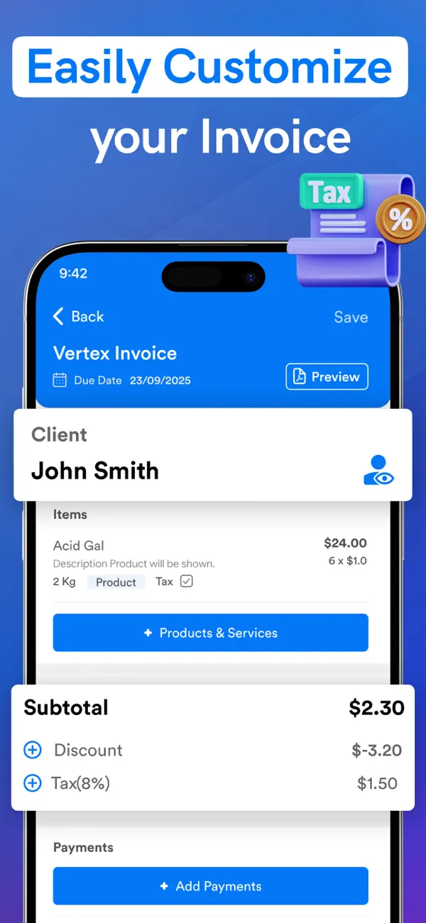 Screenshot #1 pour Invoice Maker:Quotes & Receipt
