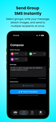 SMSAll - Group SMS App Screenshot 1 of 3