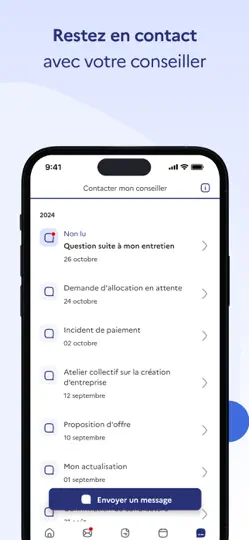 Capture d'écran de Mon Espace France Travail sur iPhone 6