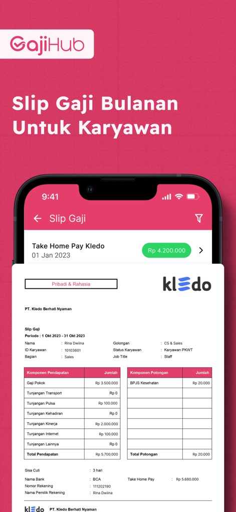 Gajihub - Payroll & Absensi - gajihub-employee-payslip-interface