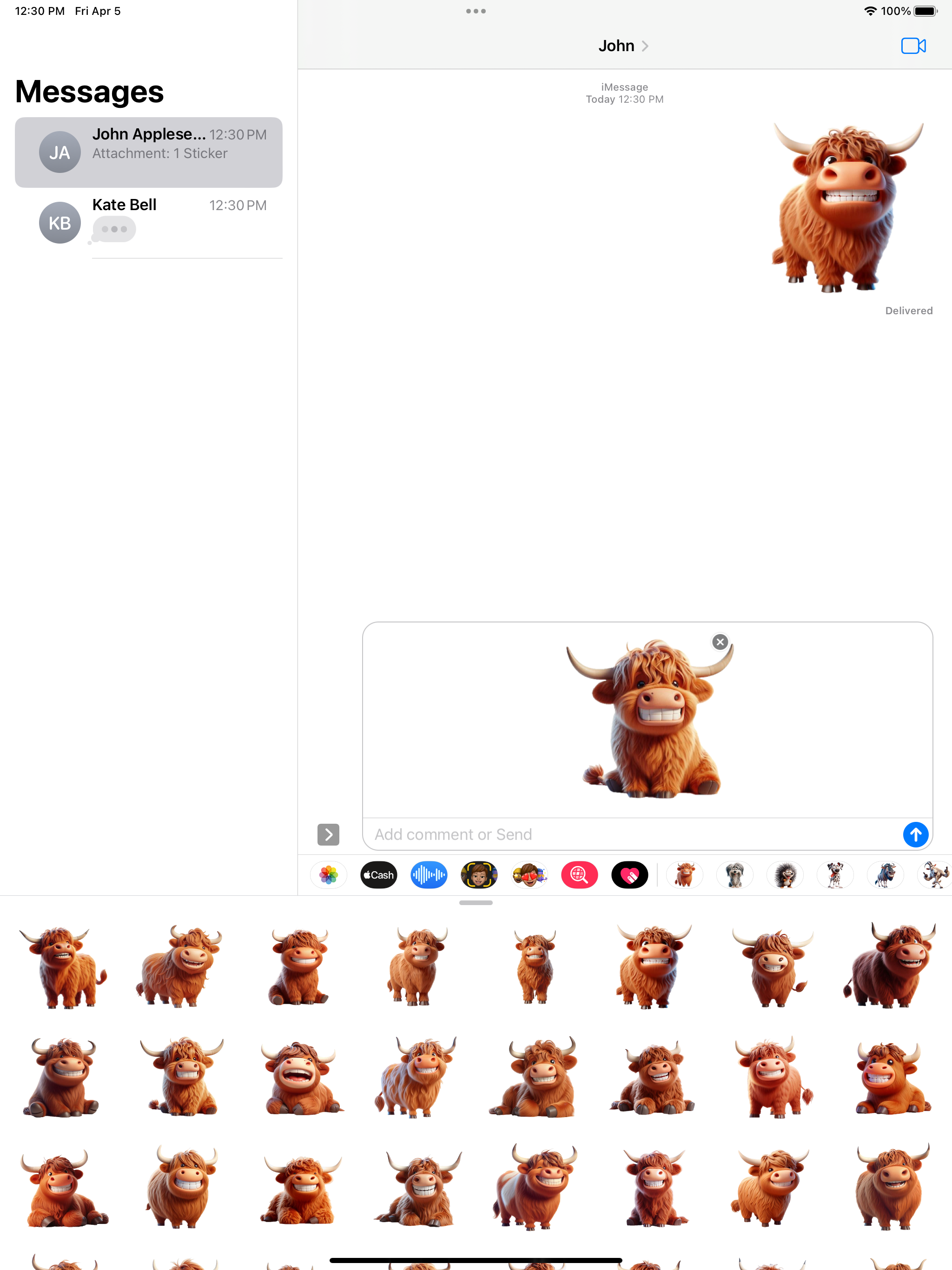 Happy Highland Cow Stickers