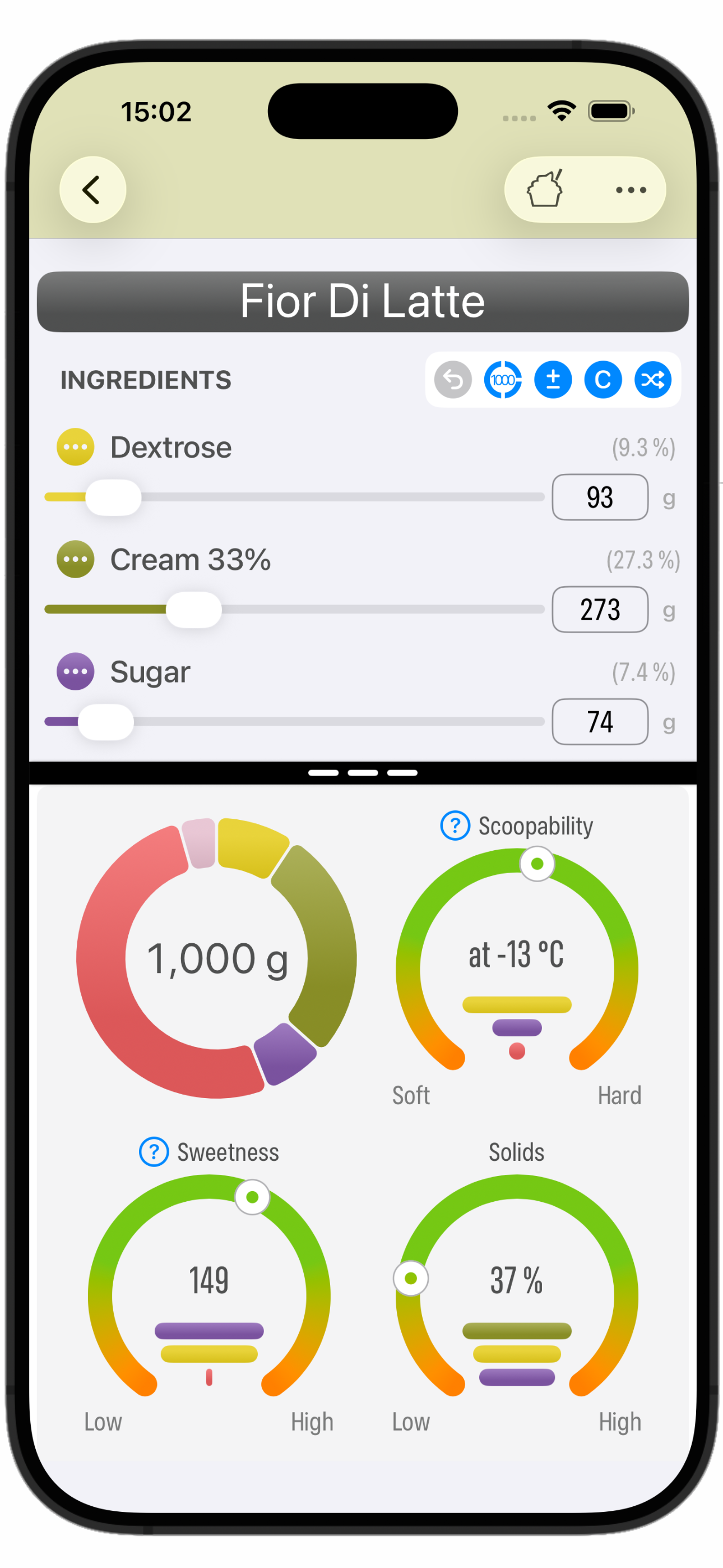 Gelato Maestro Pro: Recipe