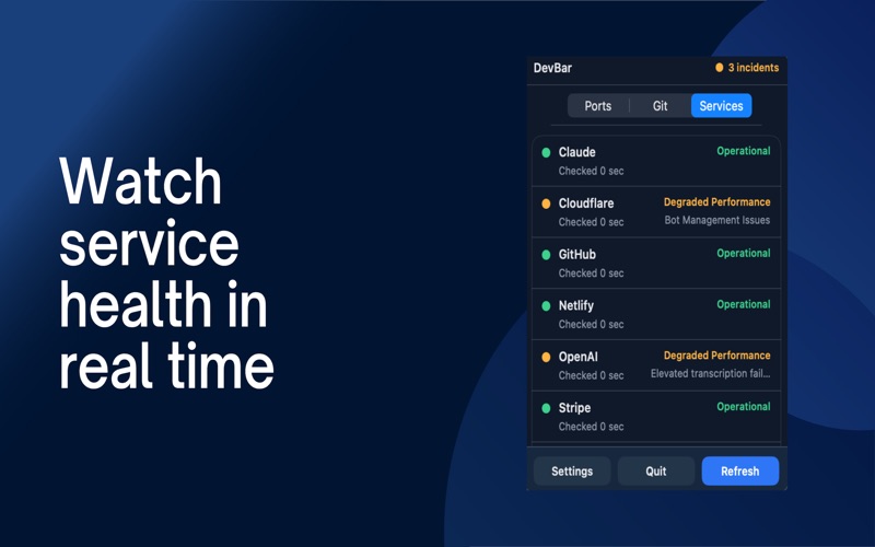 DevBar — Environment Monitor screenshot