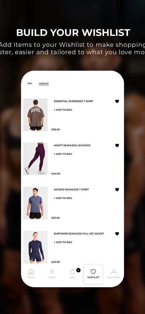 AYBL - La funcionalidad de "Lista de Deseos" permite a los usuarios guardar "productos con imágenes" claras y añadir "artículos a la cesta" fácilmente para futuras compras.