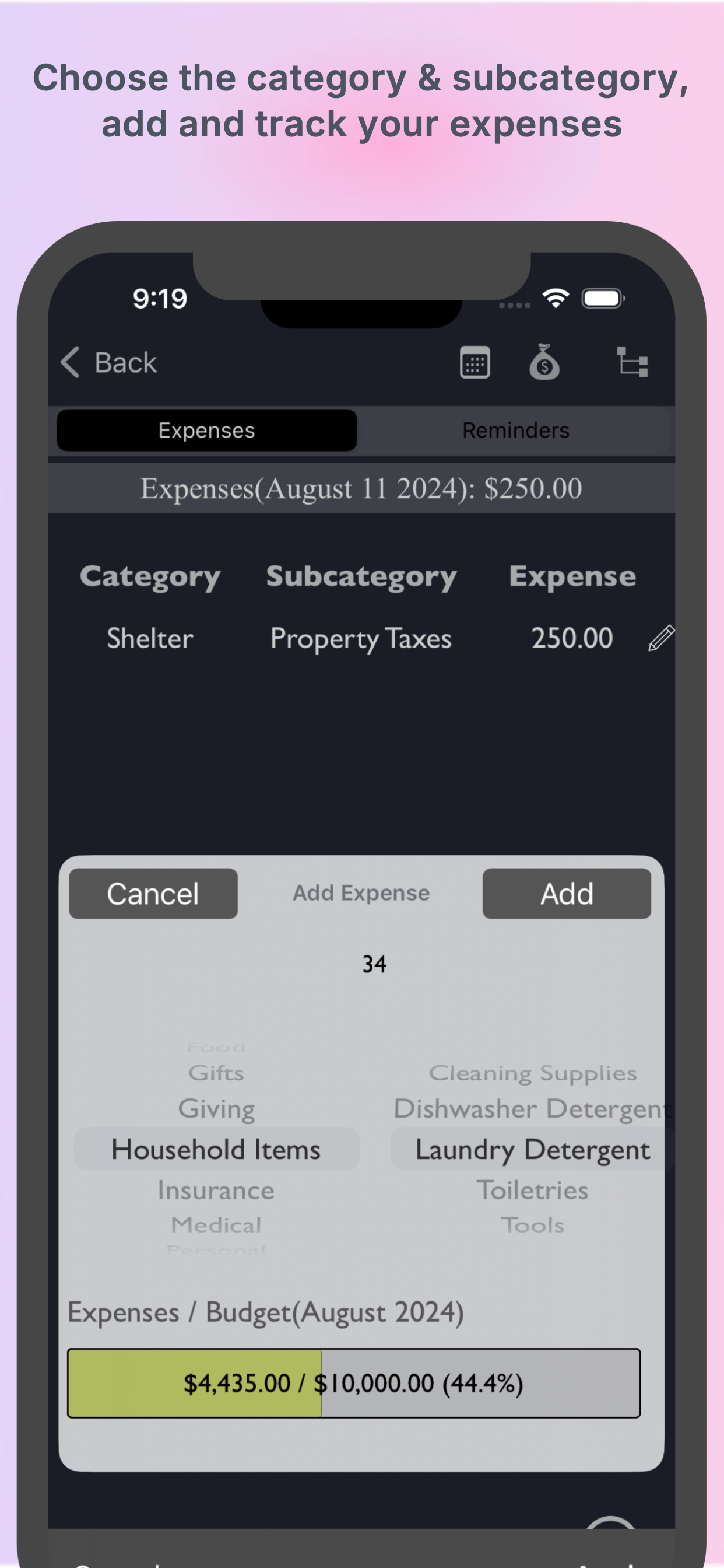 Monthly Expenses Lite: Tracker