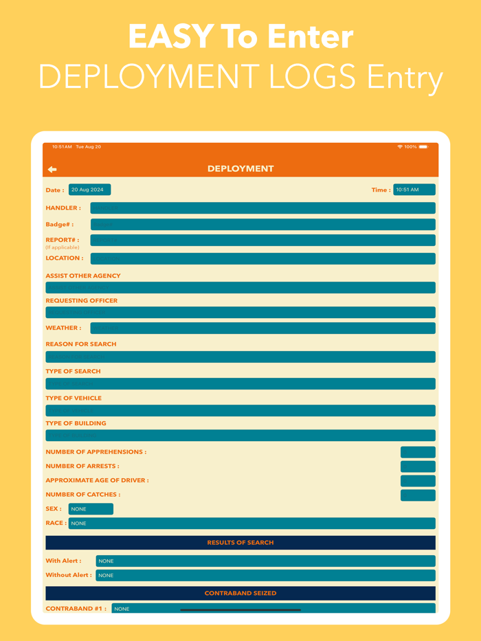 K9 Operation  Training Logs