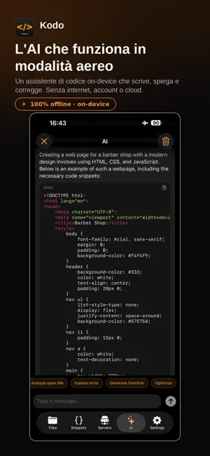 Kodo: Code Editor & AI iPhone screenshot 1