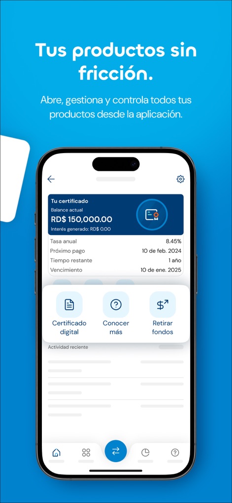 Qik Banco Digital - The app simplifies managing financial products, displaying key details like annual rates and next payment dates for digital certificates, alongside options to "Retirar fondos".