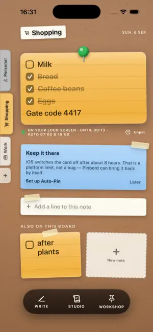 Lock Screen Notes - Pinbord screenshot 2