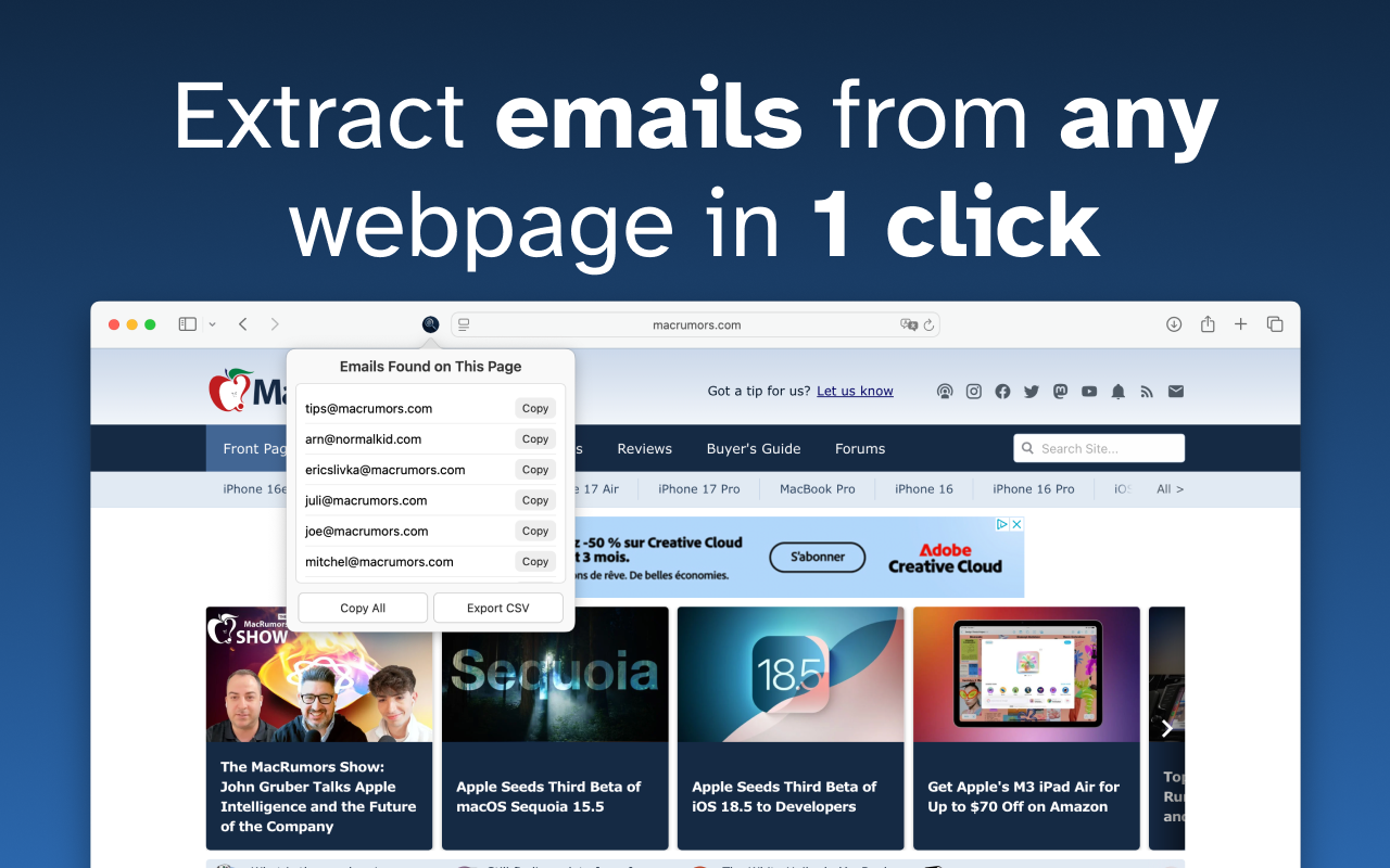 Email Finder for Safari