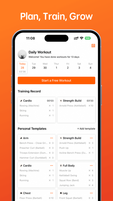 Workout & Calorie Tracker Screenshot