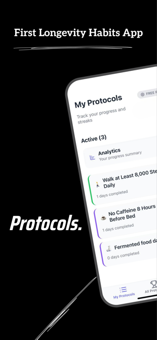 Longevity Habits - Protocols Screenshot 1 of 6