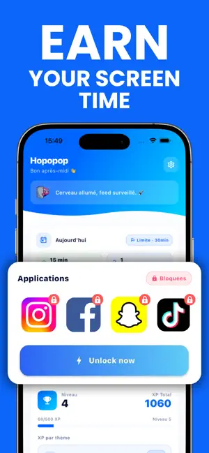 Hopopop - App Blocker & Quiz screenshot 1