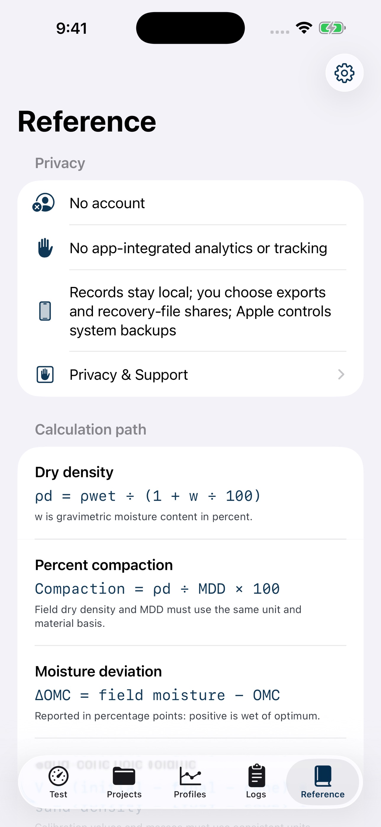 Screenshot 5 of Field Density Log