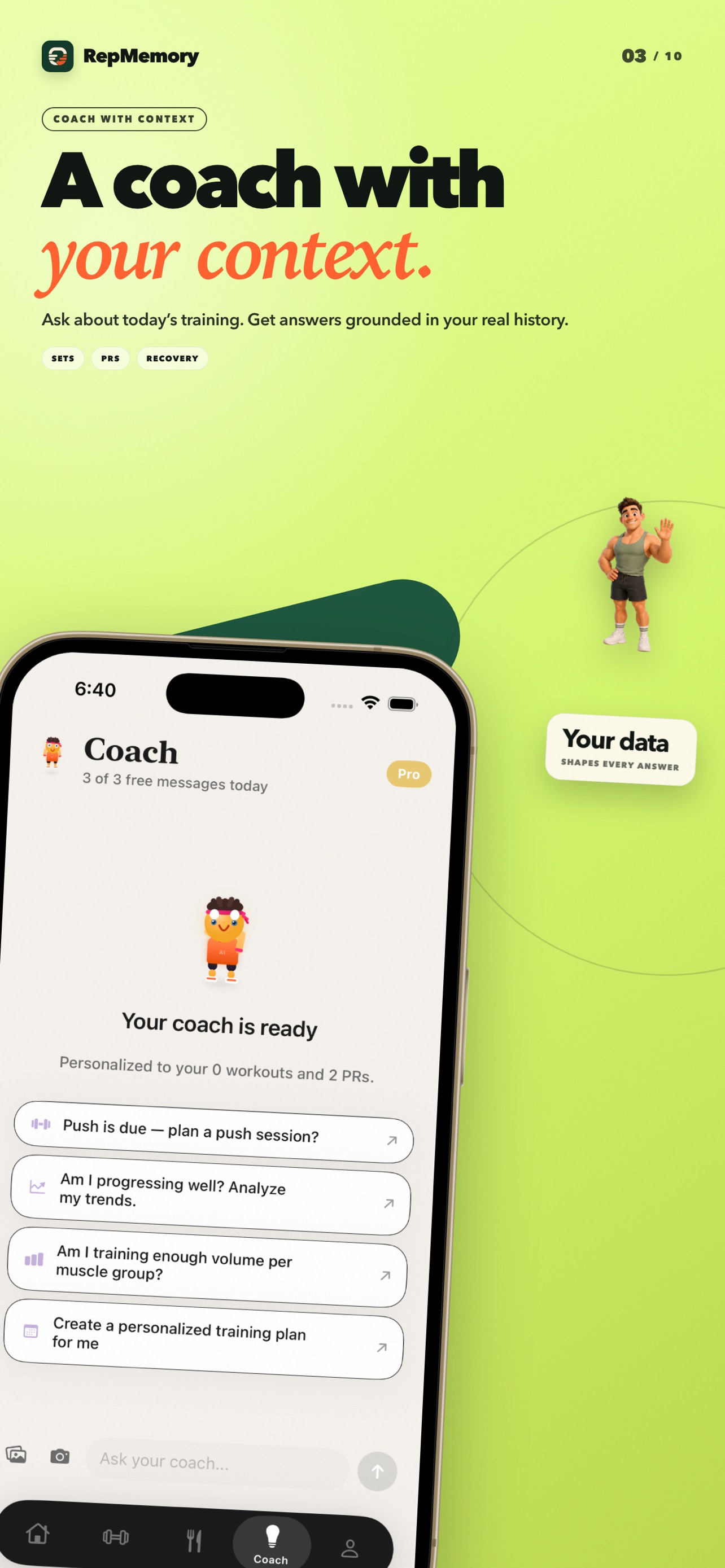 Screenshot 3 of RepMemory: AI Workout Coach