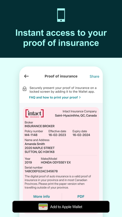 Intact Insurance: Mobile app Screenshot