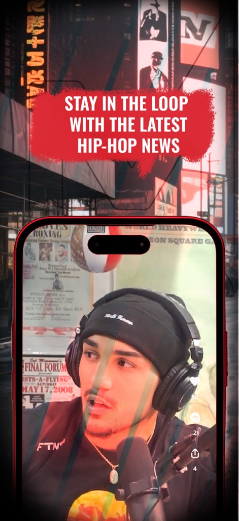 MyMixtapez: Playlists 24/7 - This screenshot features a direct view of an artist delivering content, highlighting the app's commitment to providing users with exclusive interviews and the latest hip-hop news.