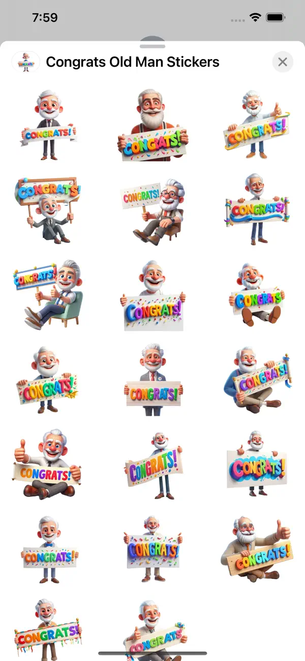 Screenshot #1 pour Congrats Old Man Stickers