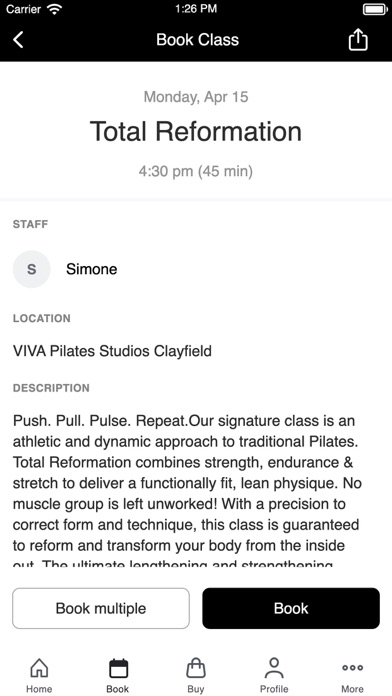 VIVA Pilates Studios Screenshot