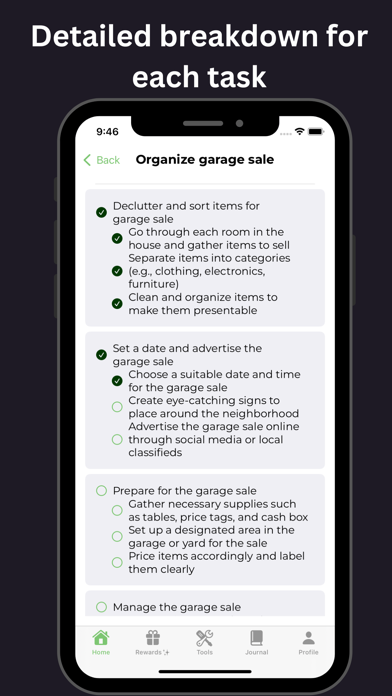 Goblin Tools not boring habits Screenshot