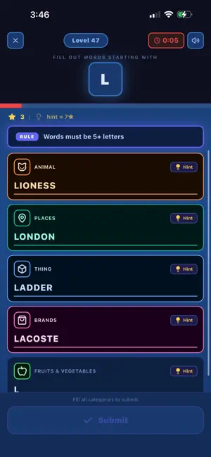 Name Place Animal Thing (NPAT) screenshot 1